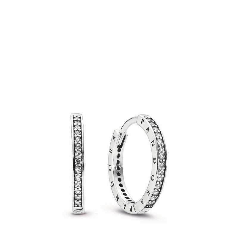 Pandora Signature Hoop Earrings - Sterling Silver/Cubic Zirconia - Canada | NZ1941LO